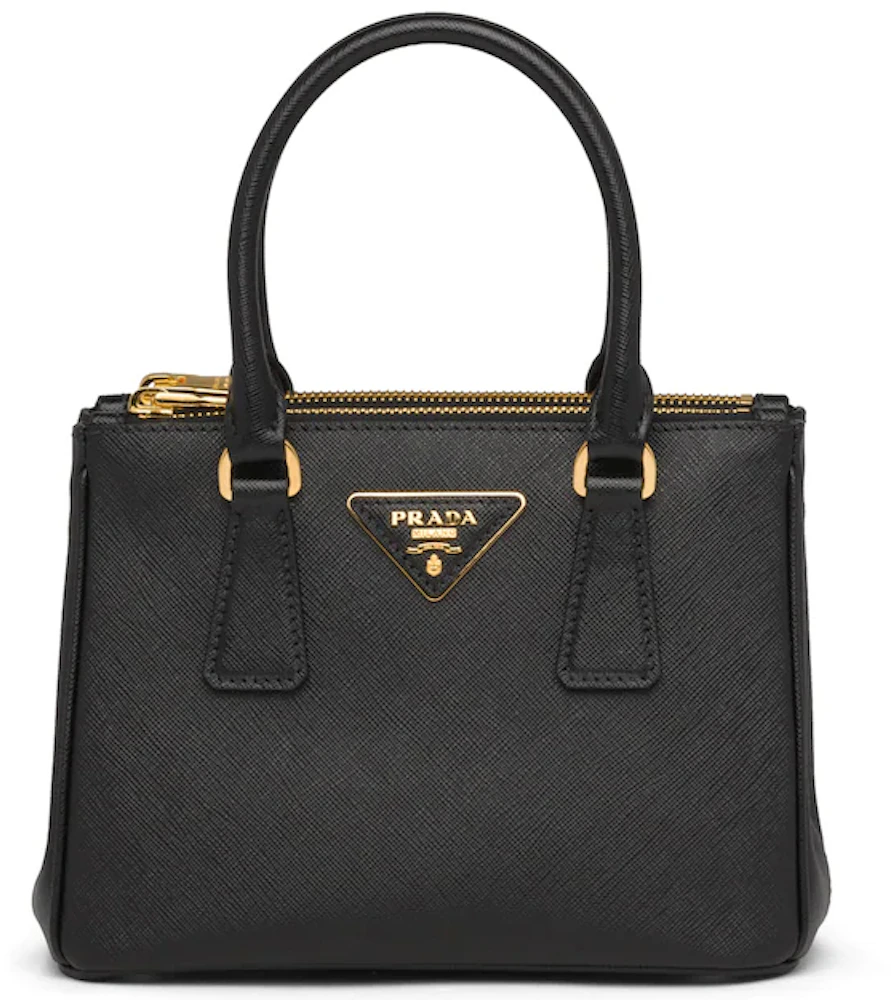 Prada Galleria Micro Bag Black in Saffiano Leather with Gold-tone - GB