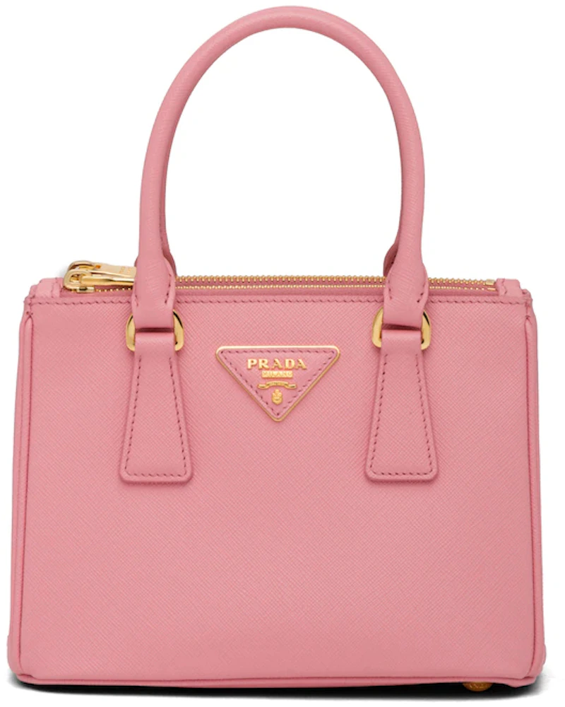 Prada Galleria Micro Bag Petal Pink in Saffiano Leather with Gold-tone - GB