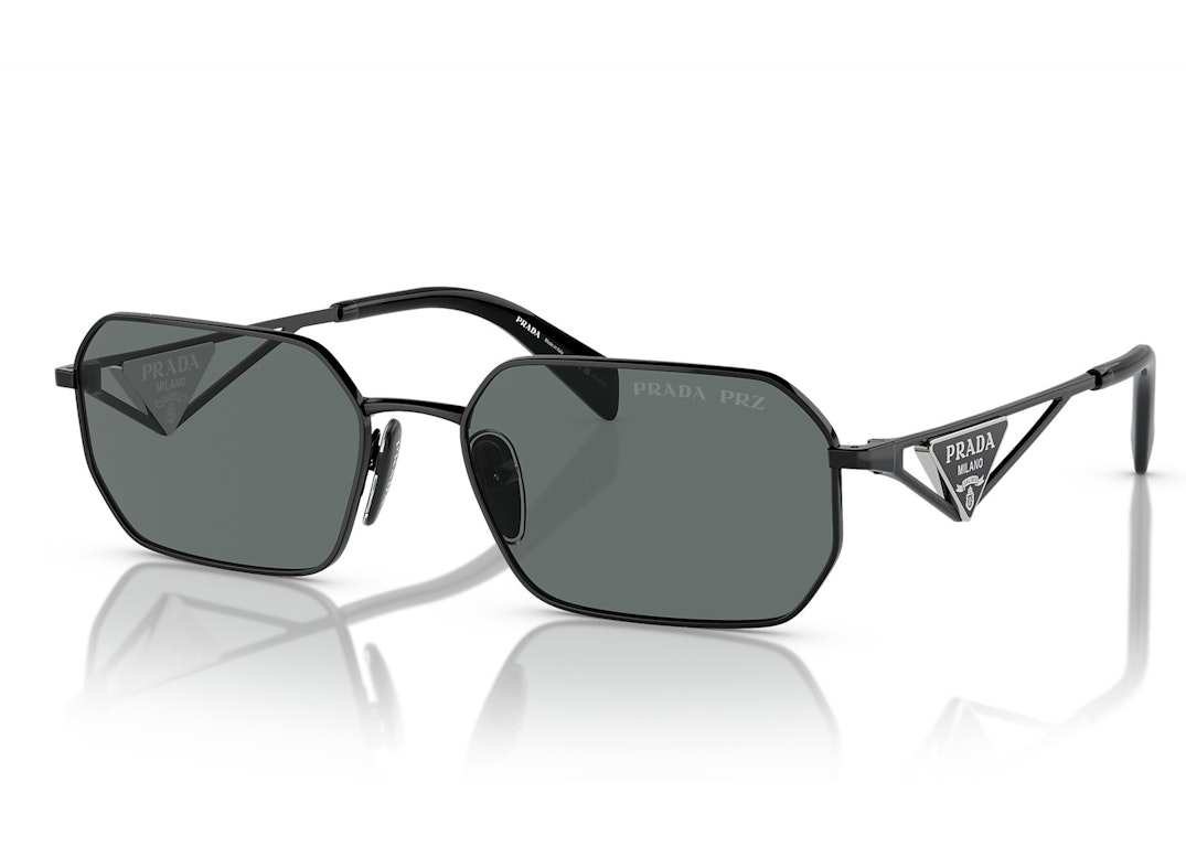 Pre-owned Prada Geometric Sunglasses Black/black Grey (spra51 1ab-5z1)