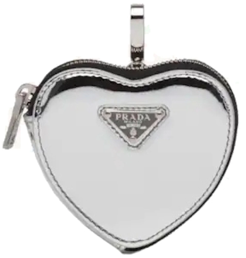 Prada Heart Mini Pouch Silver in Leather with Silver-tone - US