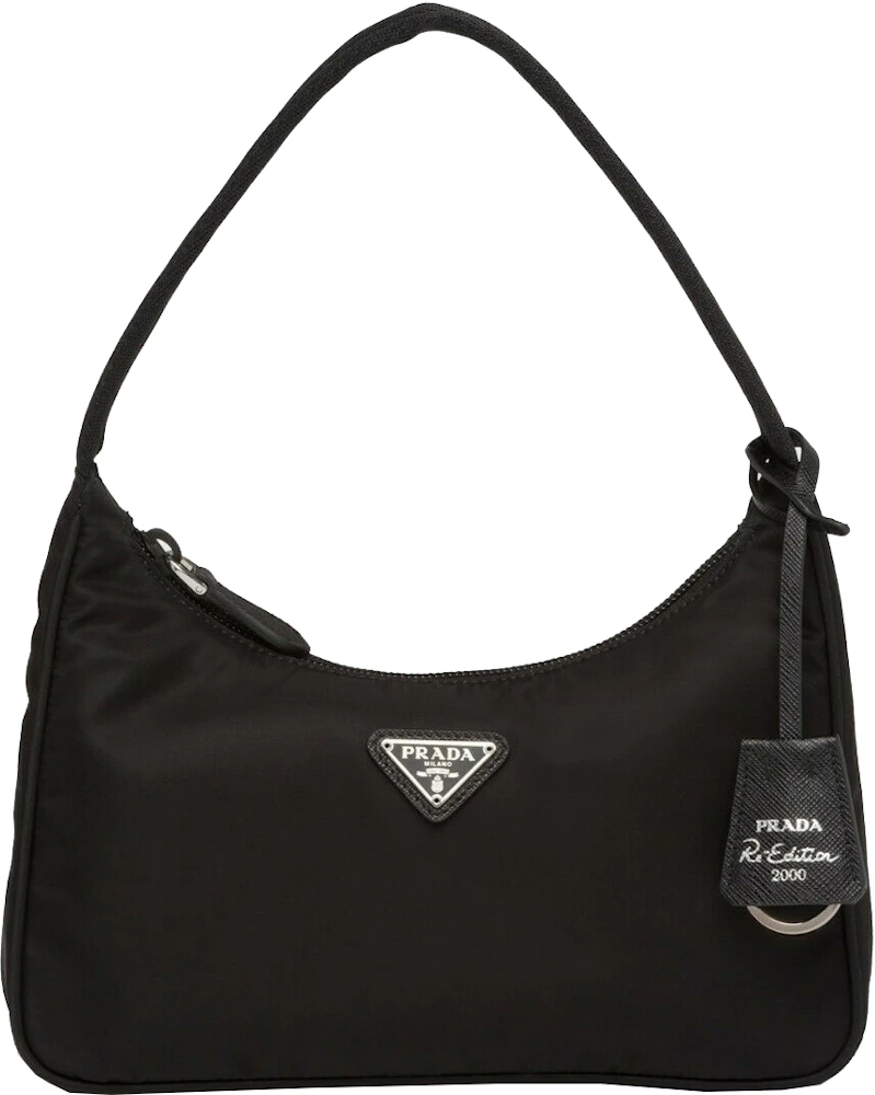 Prada Hobo Tessuto Shoulder Bag Mini Black in Nylon with Silver-tone - US