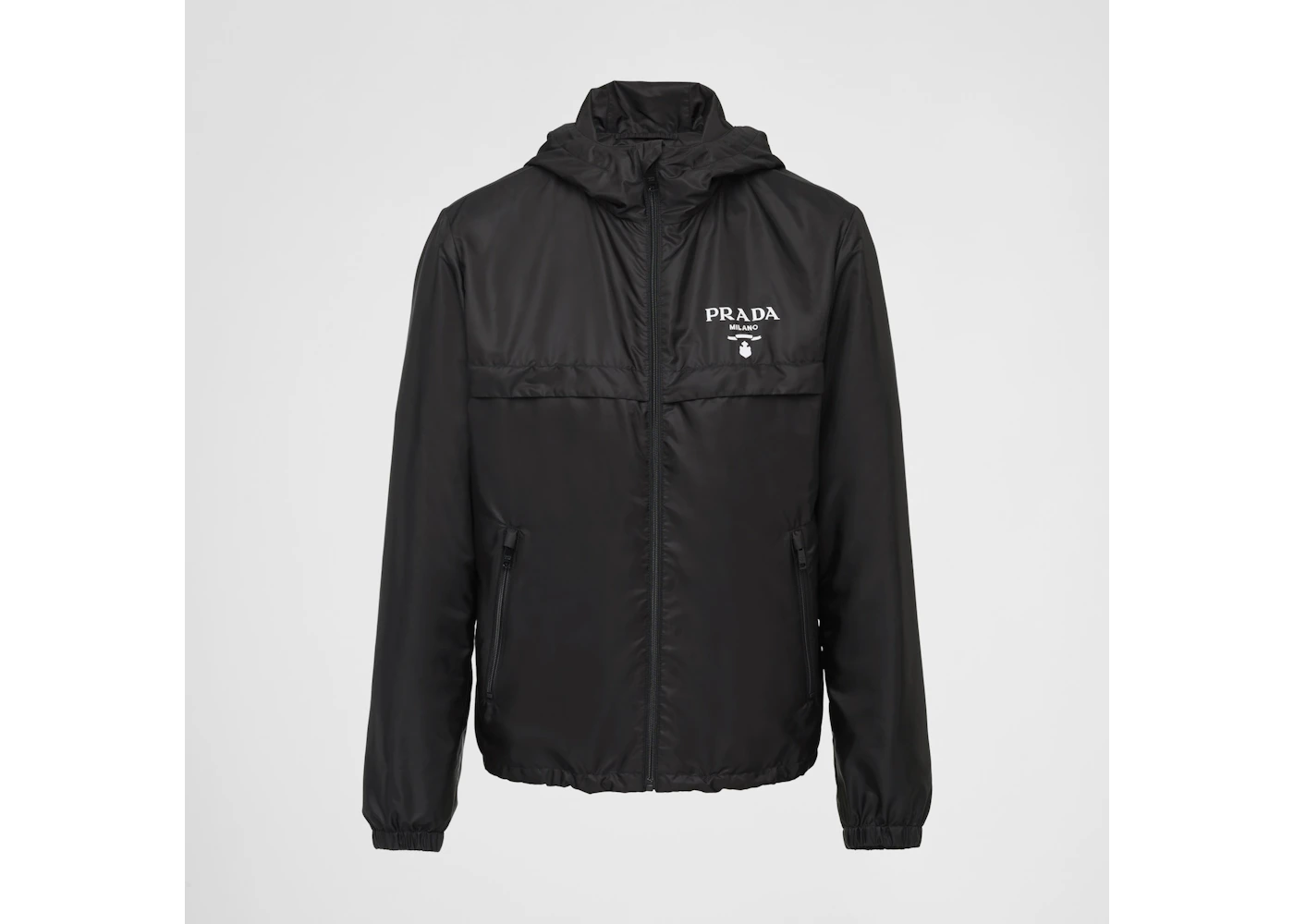 Prada Hooded Re-Nylon Windbreaker Jacket Black Men's SS22 US