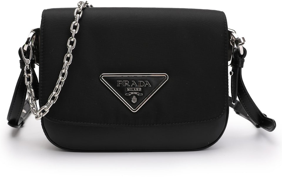 Prada Identity Logo-Plaque Shoulder Bag Black in Leather with Silver-tone -  US