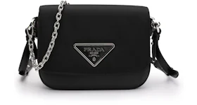 Prada Identity Logo-Plaque Shoulder Bag Black