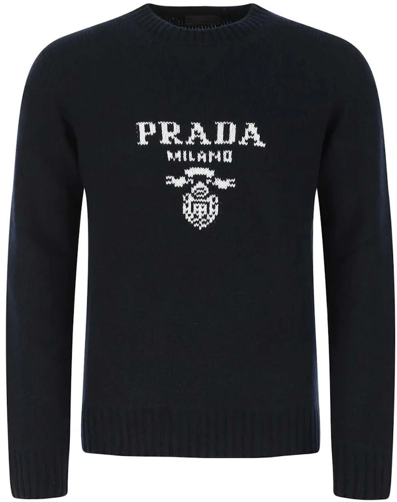 Prada Intarsia Logo Knit Crew-Neck Sweater Black Men's - PFW22 - US