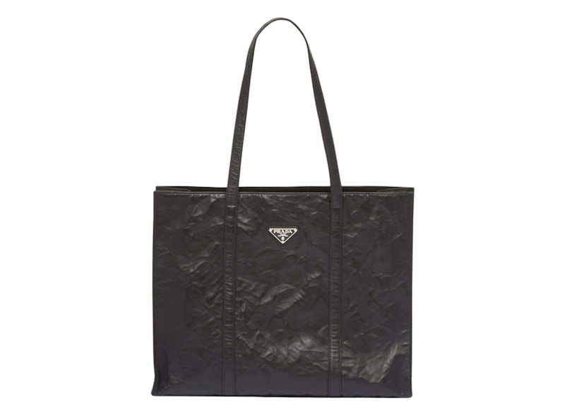 Prada Large Antique Nappa Leather Tote Black in Leather with