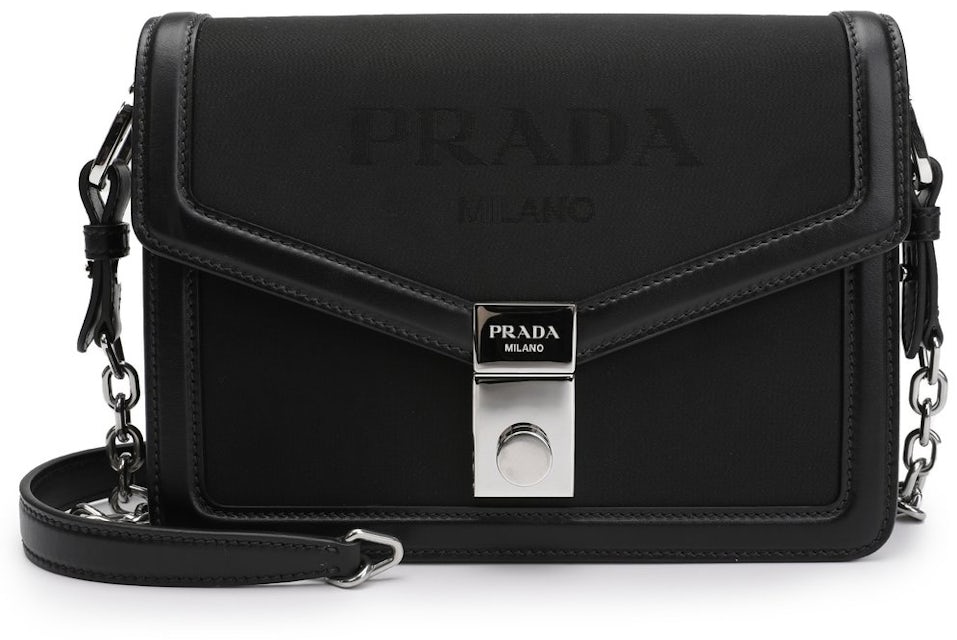 Black Triangle logo-plaque nylon cross-body bag, Prada