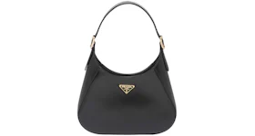 Prada Logo Leather Shoulder Bag Black/Gold