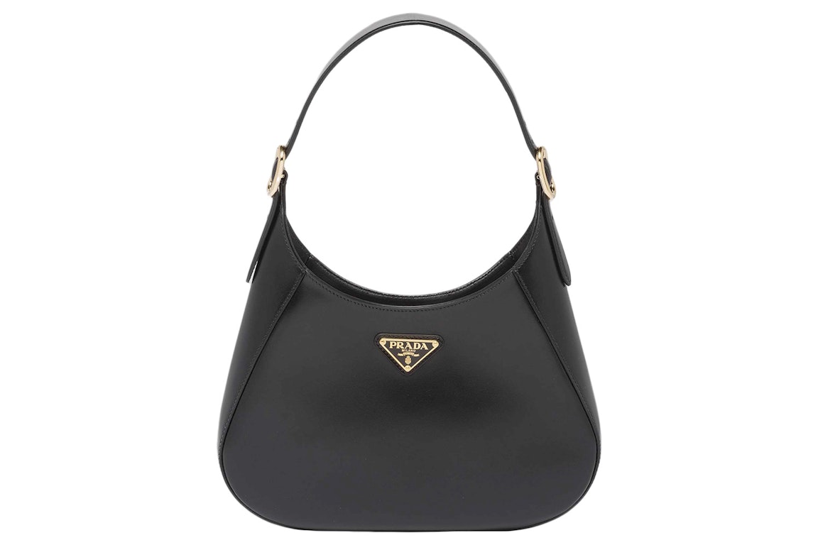 Pre-owned Prada Logo Leather Shoulder Bag Black/gold