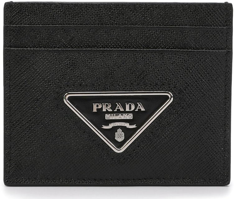 Black Logo-plaque leather cardholder cross-body bag, Prada
