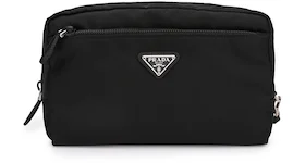 Prada Logo Plaque Clutch Bag Black