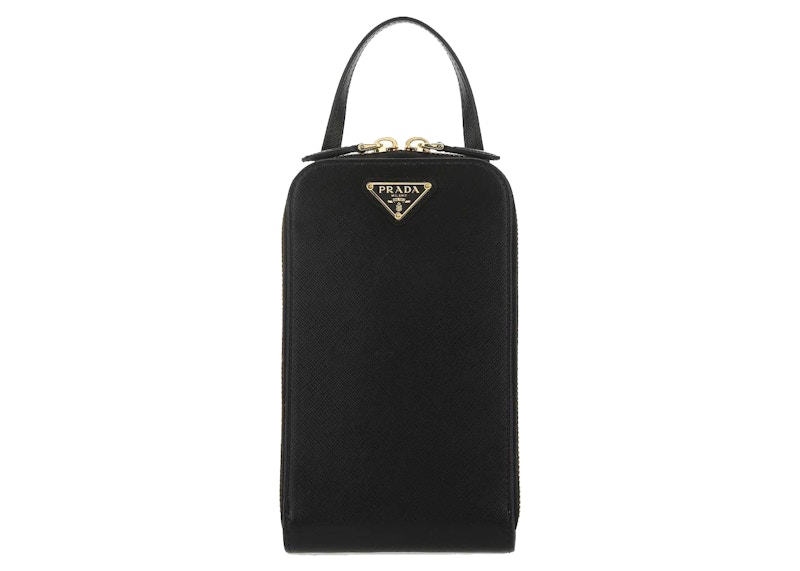 Prada logo hotsell plaque clutch bag