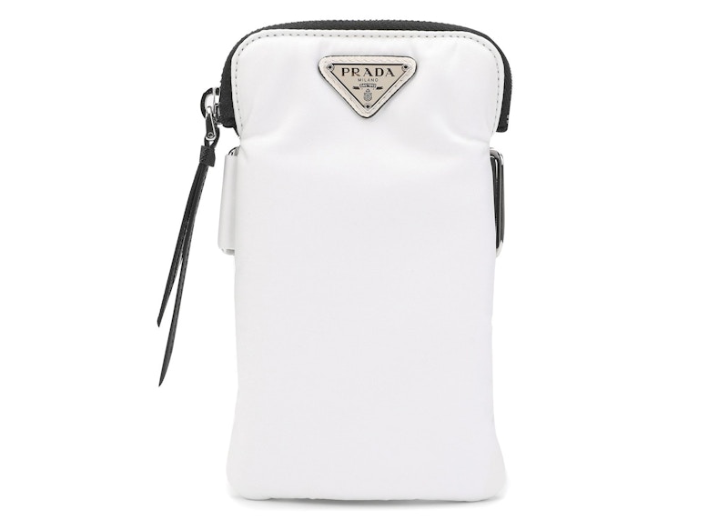 Prada Logo Plaque Phone Pouch White