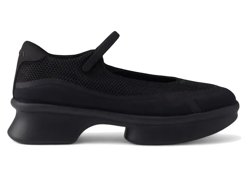 Pre-owned Prada Logo Platform Ballet Flats (women's) Sneakers In Black