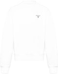 Prada Logo Print Crewneck Sweatshirt White