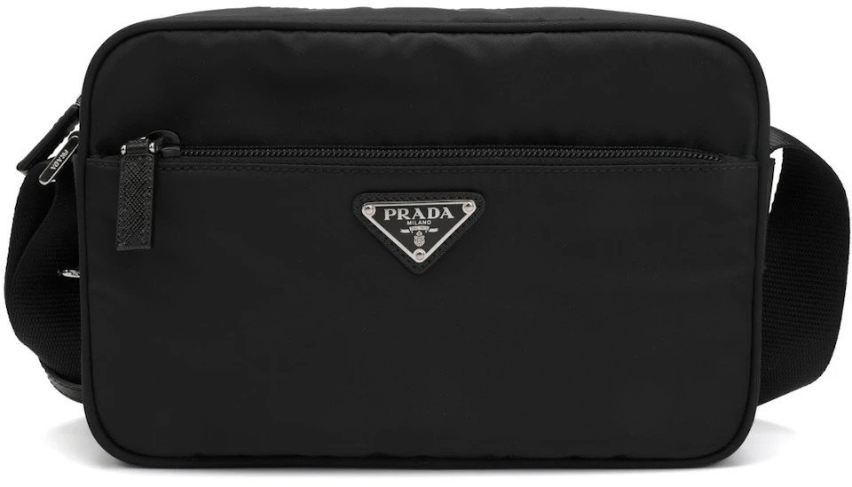 Prada Logo Shoulder Bag Black in Leather with Silver-tone - US