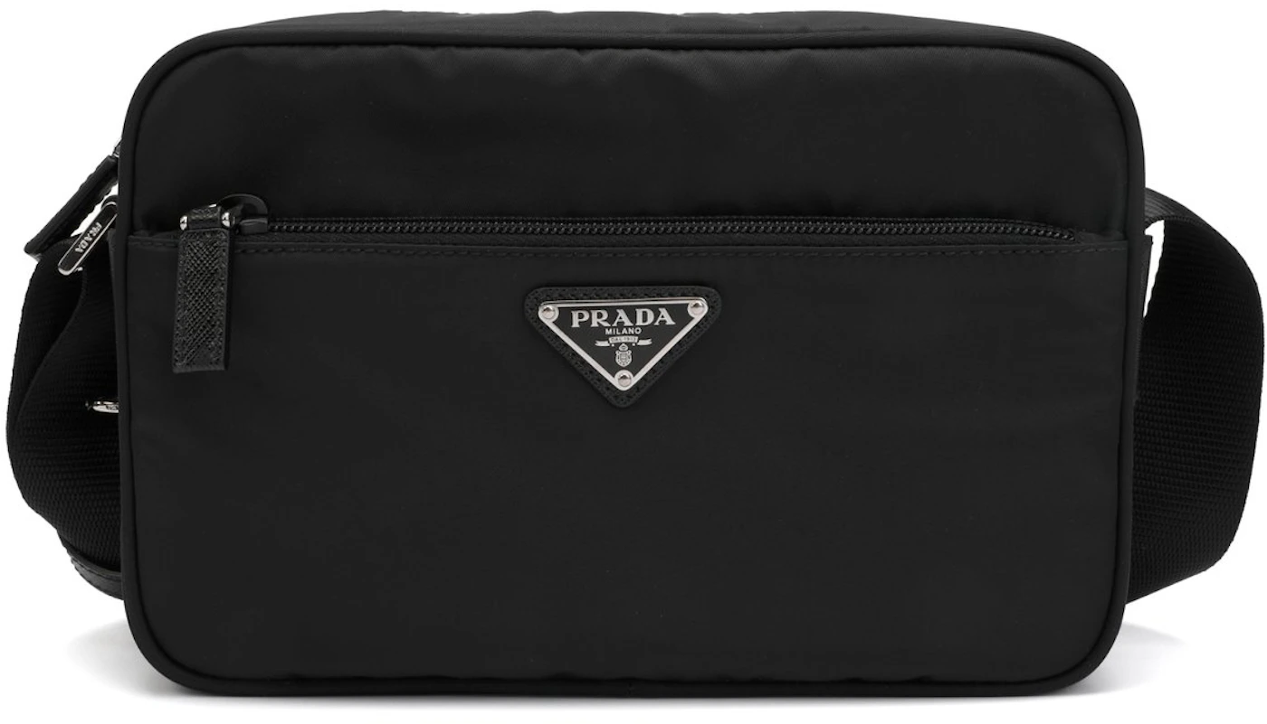 Prada Logo Shoulder Bag Black in Leather with Silver-tone - GB