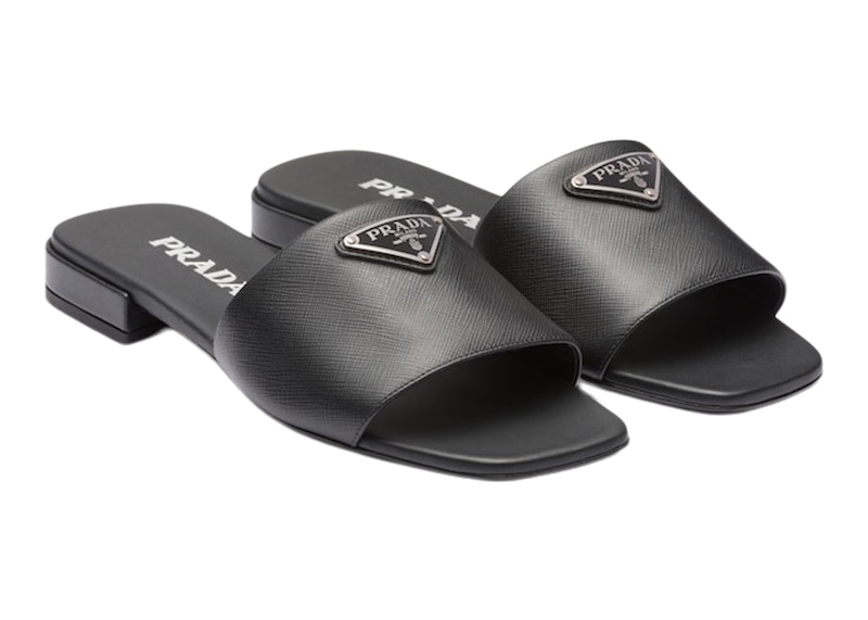 Prada logo hotsell slide sandal