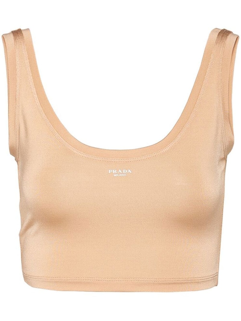 Tシャツ・カットソー PRADA Sand Cotton Tank Top Prada Logo Stamped Sleeveless Tank Top Beige - SS23 - US