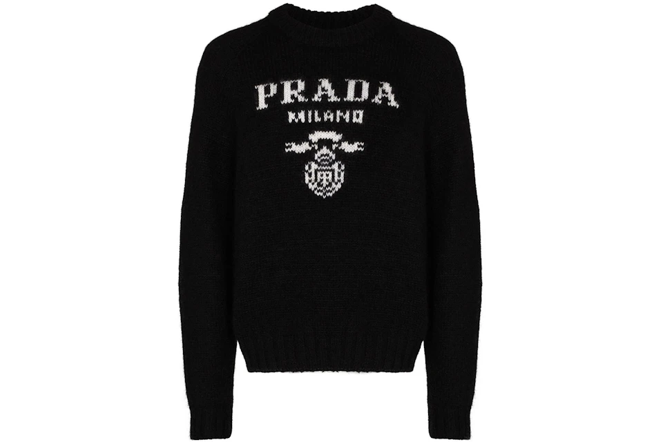 Prada Logo Wool and Cashmere Crewneck Sweater Black