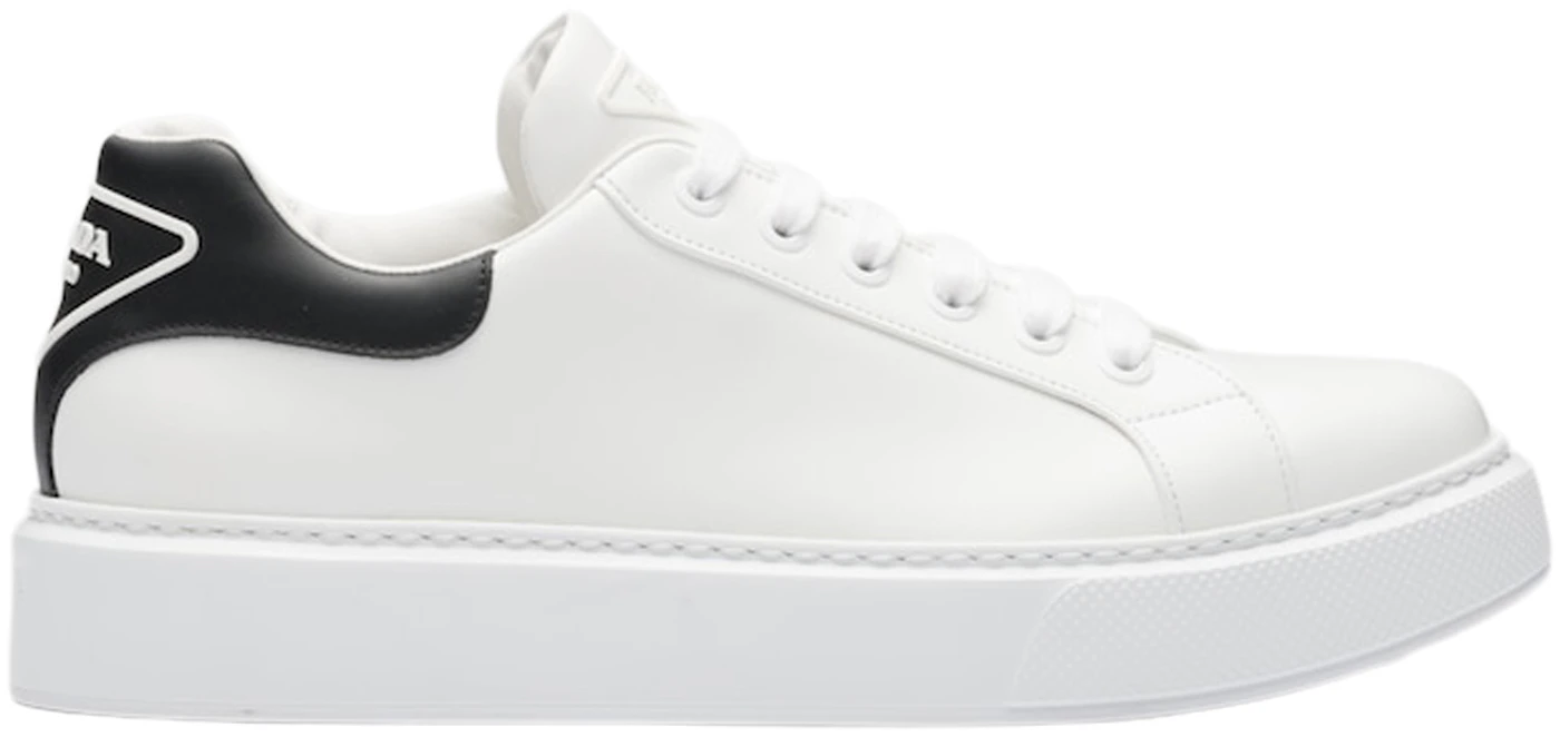 Prada Macro Leather Sneakers White Black Men's - 4E3583_3G4I_F0964 - US