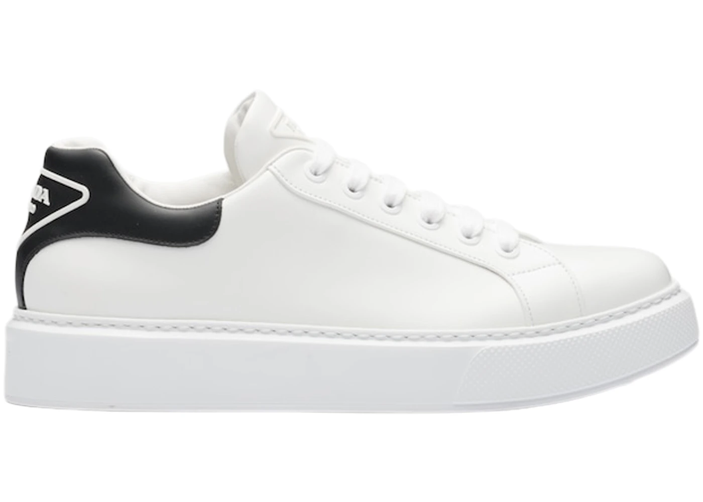 Prada Macro Leather Sneakers White Black Men's - 4E3583_3G4I_F0964 - US
