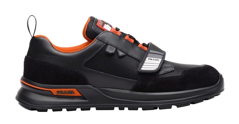 black and orange prada shoes