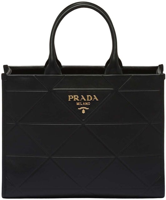 Symbole Medium Leather Tote Bag in Beige - Prada