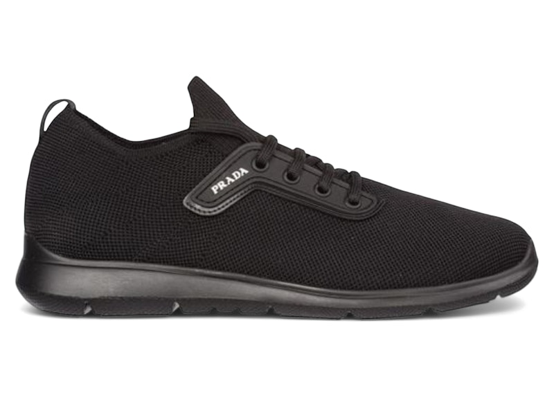 Pre-owned Prada Men's Mesh Nylon Sneakers In Black