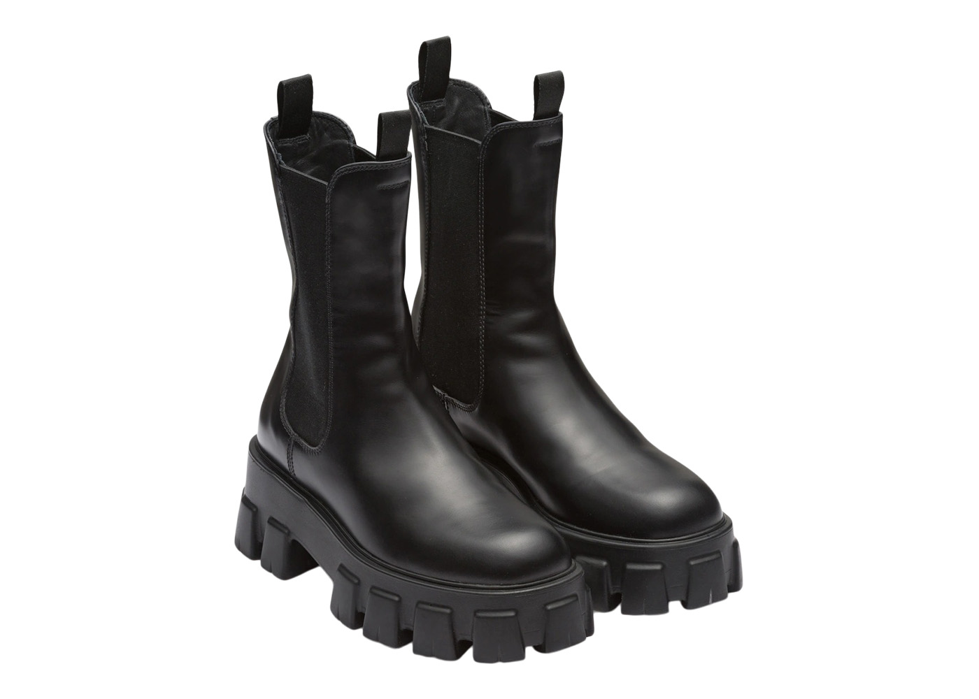 メンズprada black leather ankle boots 9.5 28.5