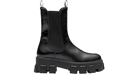 Prada Monolith 55mm Ankle Boot Black Brushed Leather