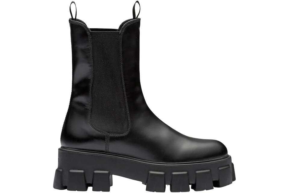 Prada Monolith 55mm Ankle Boot Black Brushed Leather - 1U749M_B4L_F0002 ...