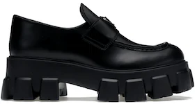 Prada Monolith 55mm Loafer Black Brushed Leather