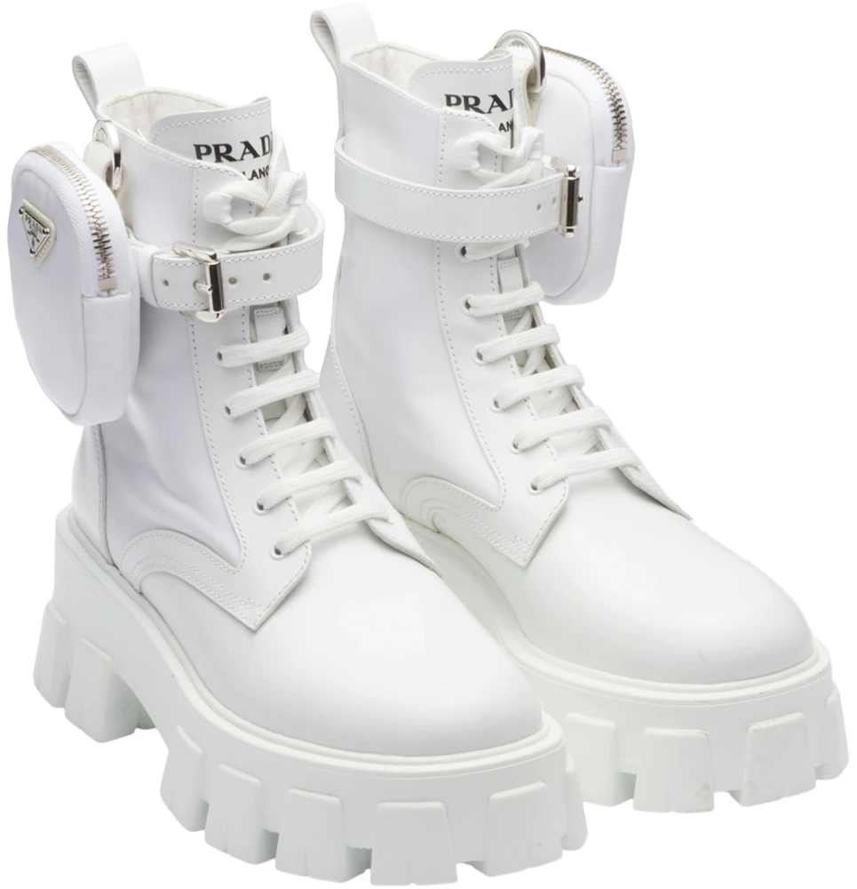Prada Monolith 55mm Pouch Ankle Boots White Leather - 1T255M_3LJS_F0009 ...