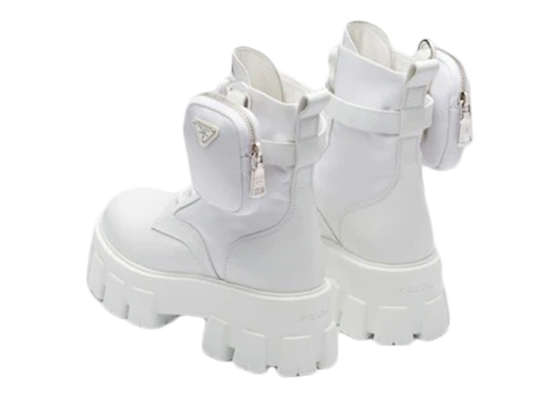 Prada white ankle outlet boots