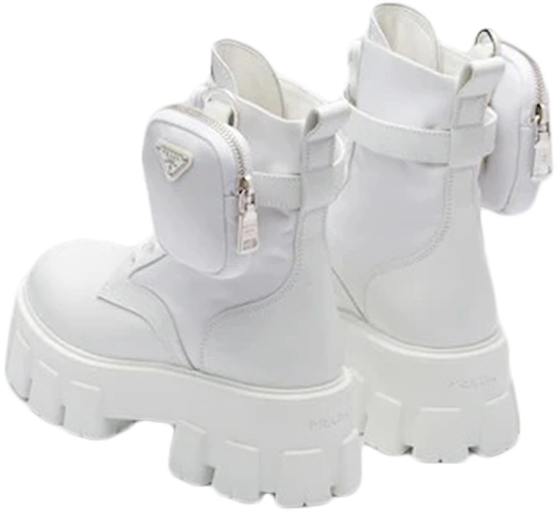 Prada Monolith 55mm Pouch Ankle Boots White Leather - 1T255M_3LJS_F0009 ...