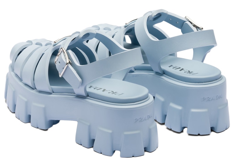 Prada Monolith Foam Rubber 55mm Sandals Light Blue 