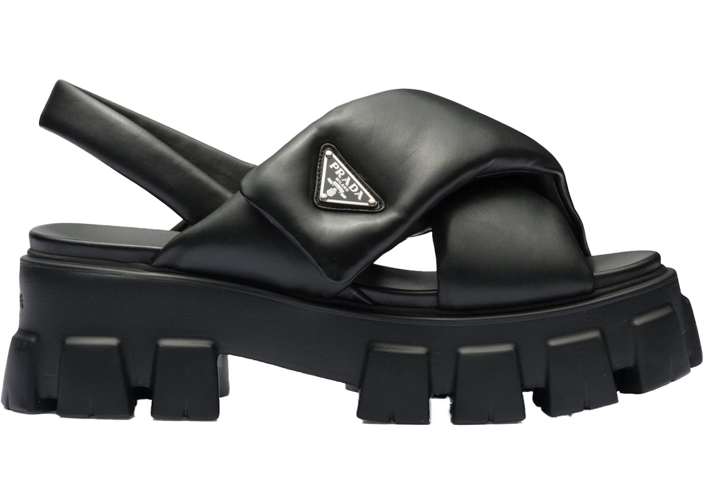 Prada Monolith Padded 55mm Sandals Black Nappa Leather - 1X123N_2DL8 ...