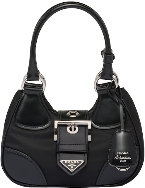 Prada Padded Re-Nylon Shoulder Bag Black in Fabric with Silver