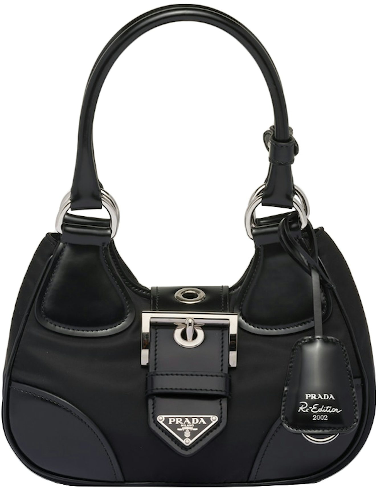 Prada Re-Nylon and Saffiano Leather Shoulder Bag Navy in Fabric