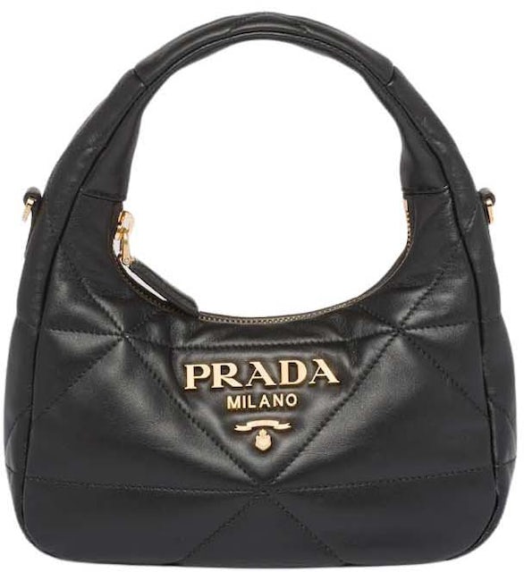 Genuine Prada Leather Nylon Tote Handbag Business Mini Boston Bag Black  Off-Whi