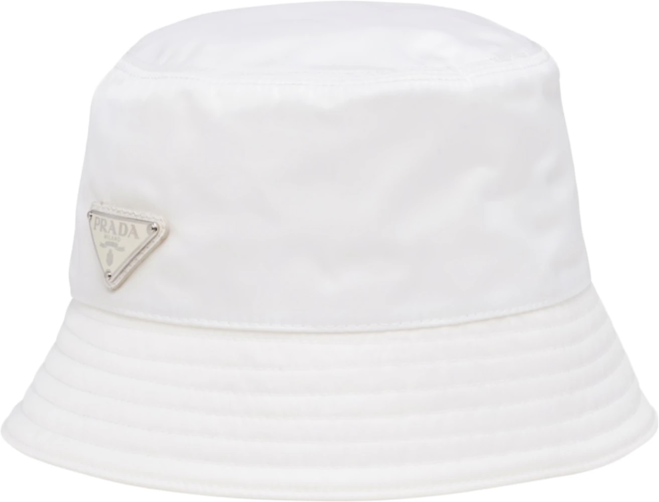 Prada Nylon Bucket Hat White in Nylon with Silver-tone - GB