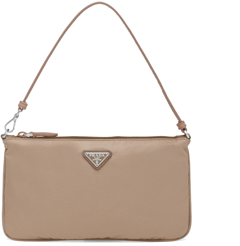 Prada 'Raso Gold' Beige Satin Mini Clutch (€498) ❤ liked on Polyvore  featuring bags, handbags, clutches, prada purses, prada c…