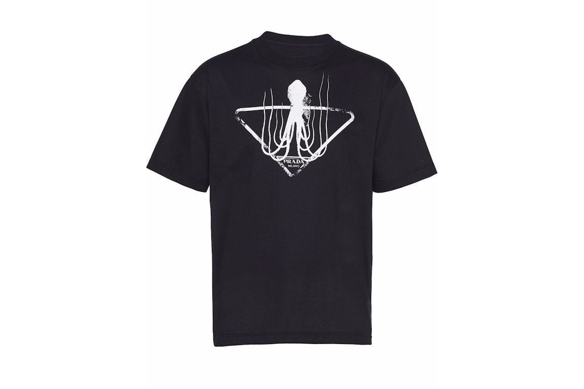 Pre-owned Prada Octopus Print T-shirt Black/white