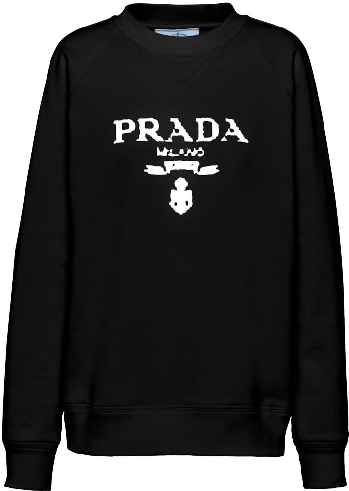 Prada Oversized Logo Print Jersey Sweatshirt Black/White - SS22 - US