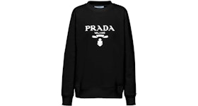 Prada Oversized Logo Print Jersey Sweatshirt Black/White