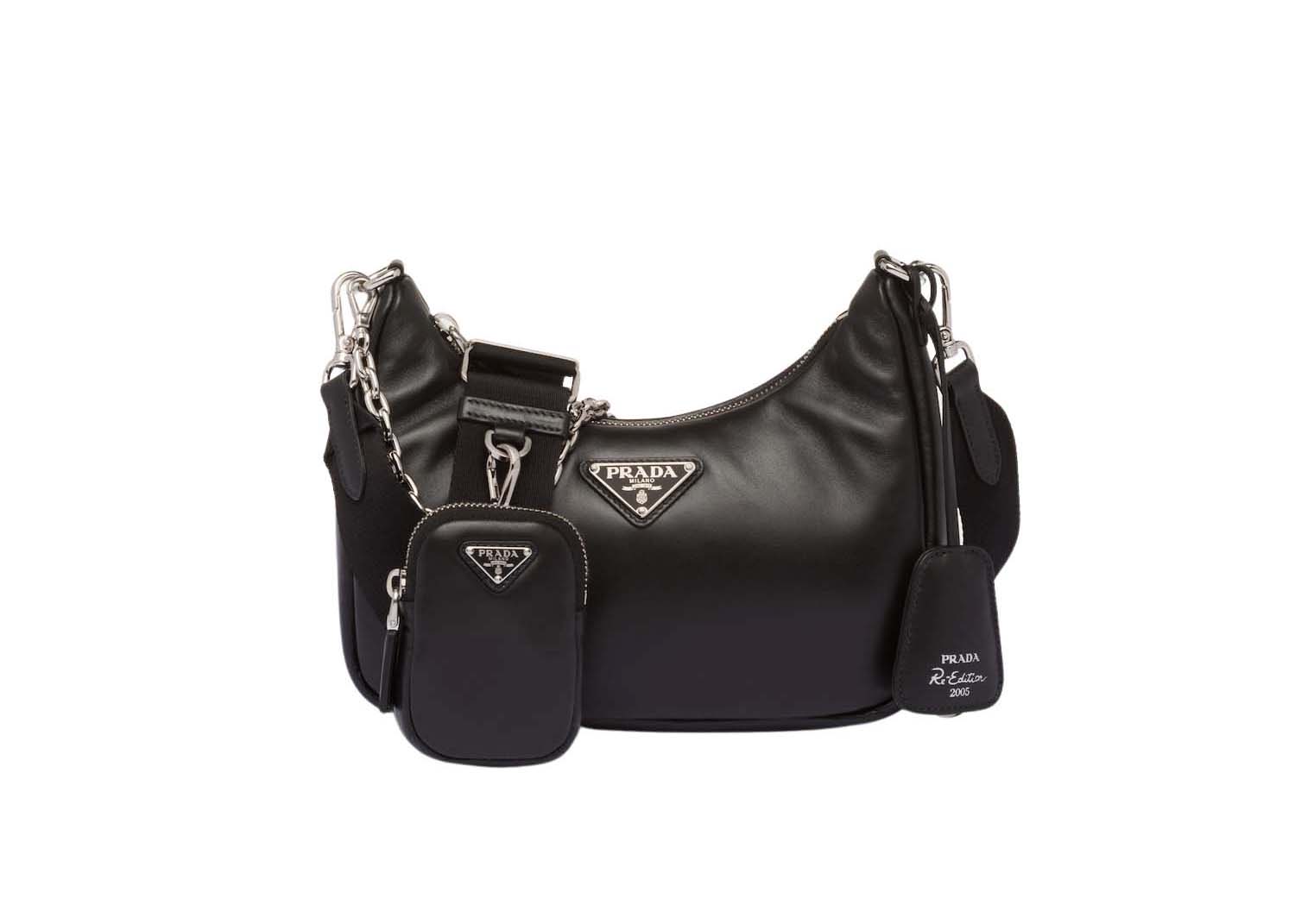 Prada Nylon & Leather Black Bag Authentic | eBay