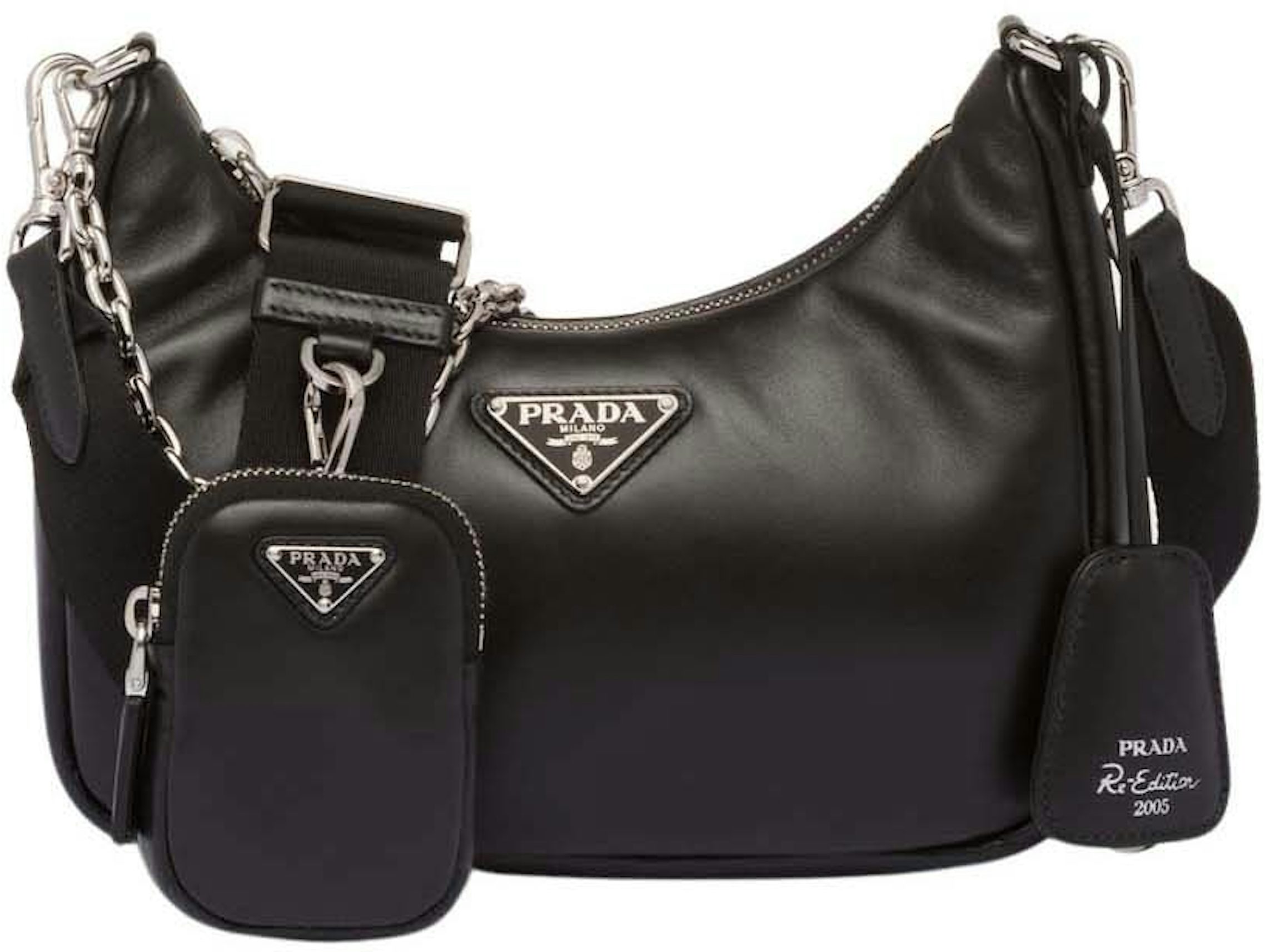 Prada Signaux Nappa Leather Shoulder Bag in Black