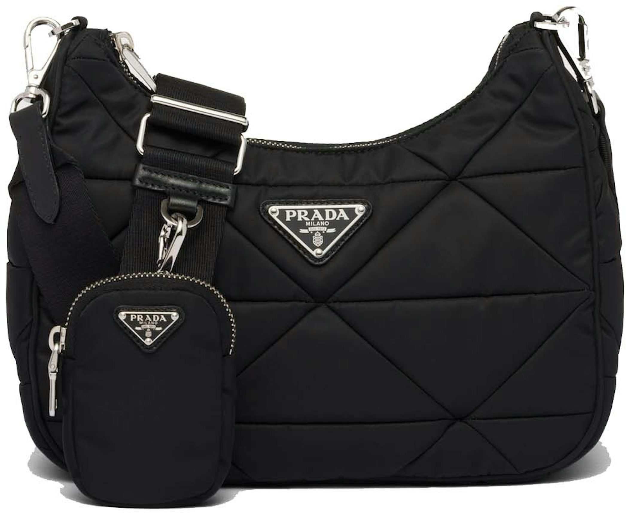 Prada Ladies Pattina Chain-Link Trim Shoulder Bag