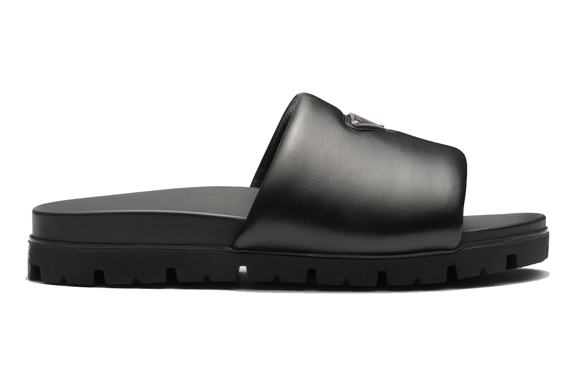 Pre-owned Prada Padded Slides Black Nappa Leather (men's)
